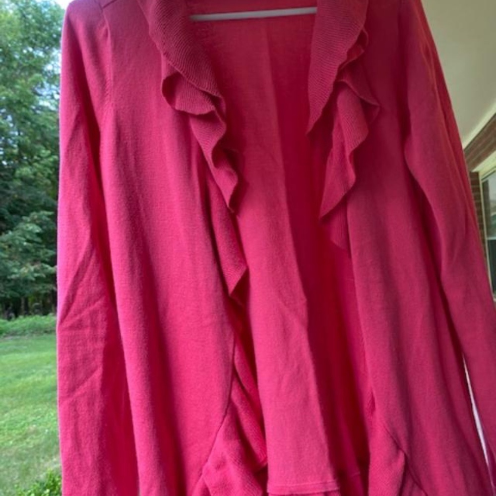 INC (International Concepts) cotton ruffled pink sweater Size L